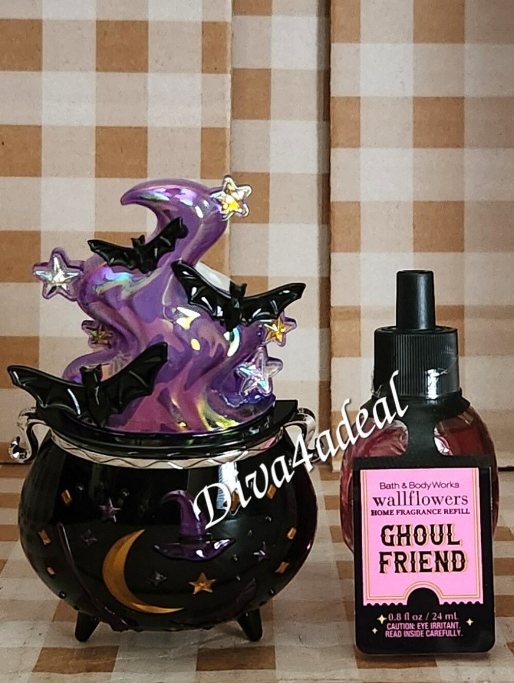 BBW Halloween ENCRUSTED CAULDRON Nightlight Wallflower Plug & Refill 2PC Bundle
